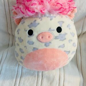 Squishmallows Pink and Cream Pig Plush with Gray Spots